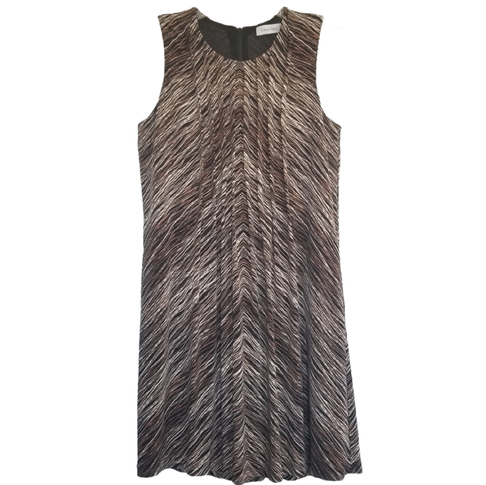 Calvin‎ Klein Sleeveless Shift Dress Pleated